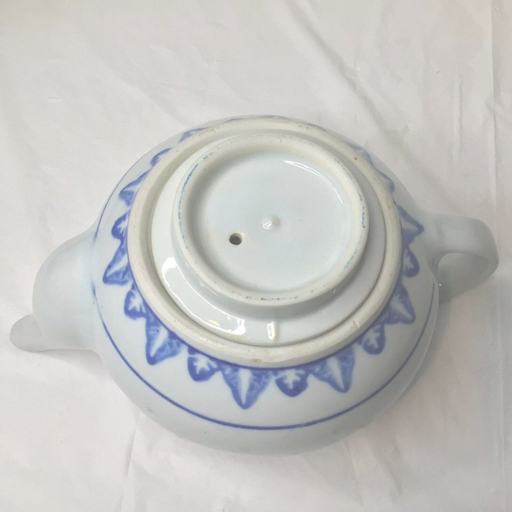 Vintage Mid-Century Porcelain Rice Flower Teapot Blue/White Tienshan Vase - Picture 7 of 9